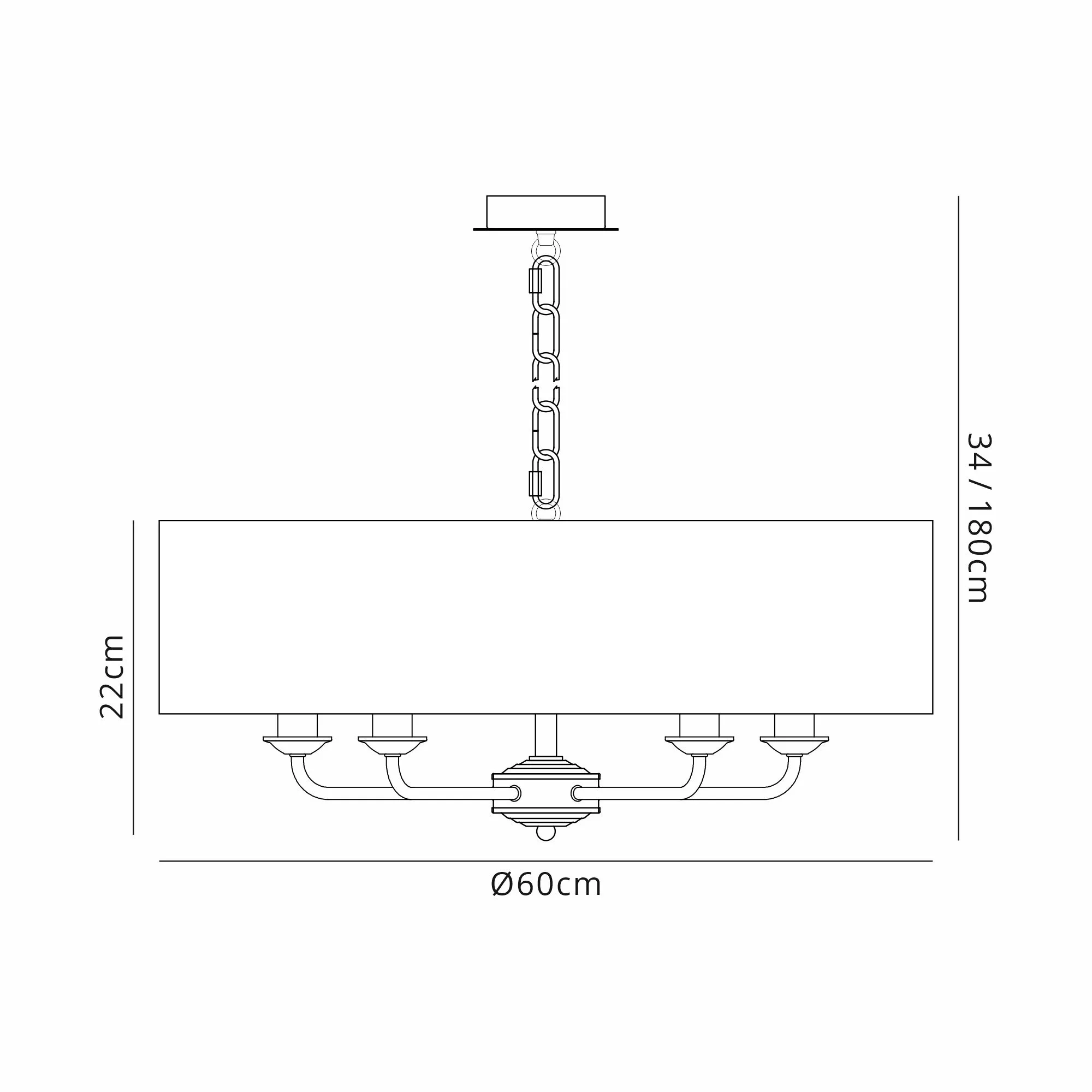 Banyan 60cm 5 Light Pendant Polished Chrome; Grey DK0005  Deco Banyan CH GR